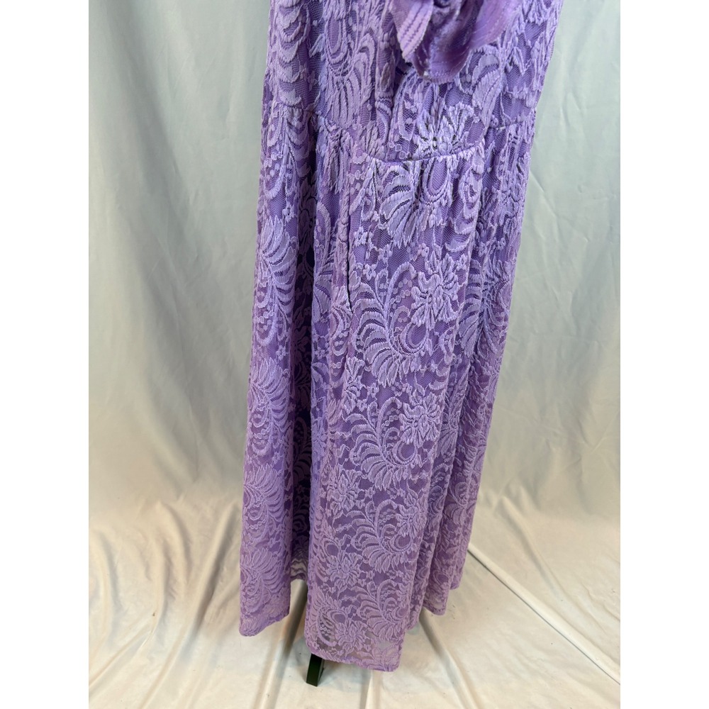 Torrid Lavender Purple Floral Lace Short Sleeve Empire Waist Maxi Dress Size 4 - Picture 9 of 13